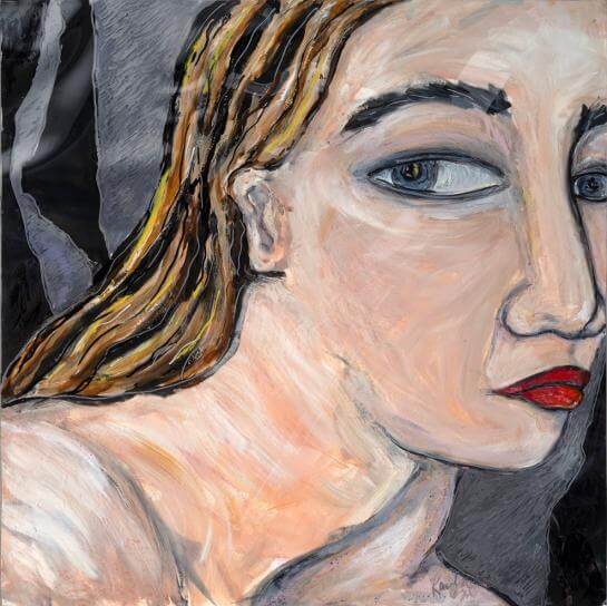 painting of close up of woman's face